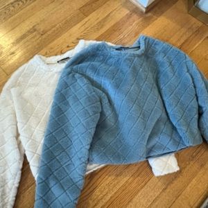 Bundle of 2 Zara sweater/sweatshirt.  Fuzzy, cropped size M